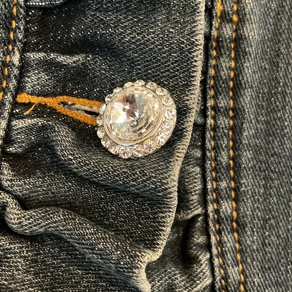 Vintage womens Boho faded ruffled jean pocket jacket EUC - Picture 6 of 13